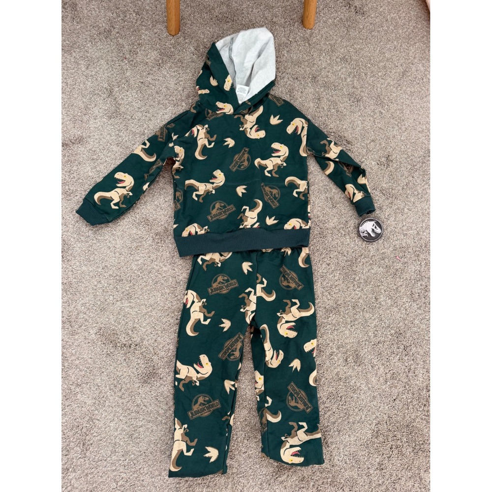 Boys Jurassic Park Hoodie & Sweatpants Set – Green – Size 4 – NWT